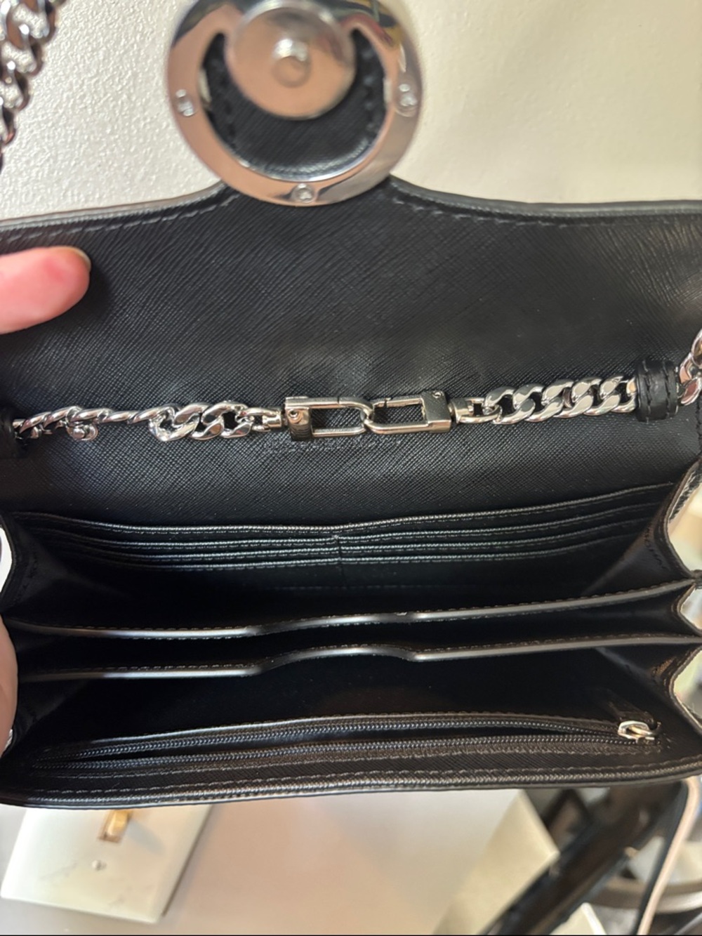 Michael Kors Black and Gray MK Logo Chain Crossbody Bag - Picture 5 of 5